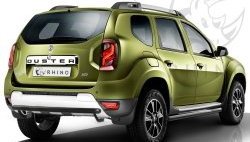 Защита заднего бампера (Ø63 мм, нержавейка, сталь окрашенная) SLITKOFF Renault Duster HS рестайлинг (2015-2021)  (черная)