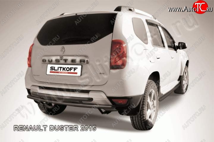 6 999 р. Защита задняя Slitkoff Renault Duster HS рестайлинг (2015-2021) (Цвет: серебристый)  с доставкой в г. Королёв