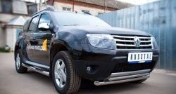 13 999 р. Защита переднего бампера (2 трубыØ63 и 42 мм, нержавейка) SLITKOFF  Renault Duster  HS (2010-2015) дорестайлинг  с доставкой в г. Королёв. Увеличить фотографию 3