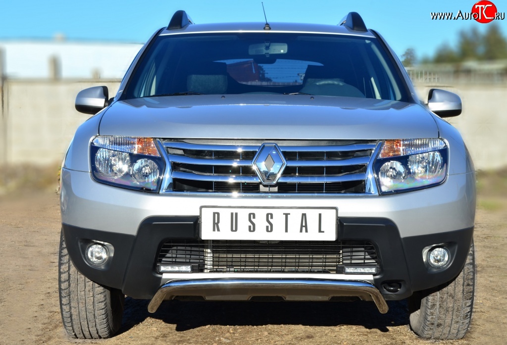 11 649 р. Защита переднего бампера (Ø42 мм, нержавейка, 4х4) SLITKOFF  Renault Duster  HS (2010-2015) дорестайлинг  с доставкой в г. Королёв