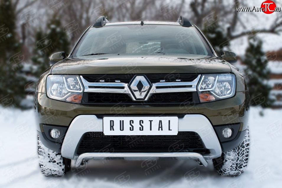 12 599 р. Защита переднего бампера (Ø42 мм волна, нержавейка) SLITKOFF  Renault Duster  HS (2015-2021) рестайлинг  с доставкой в г. Королёв