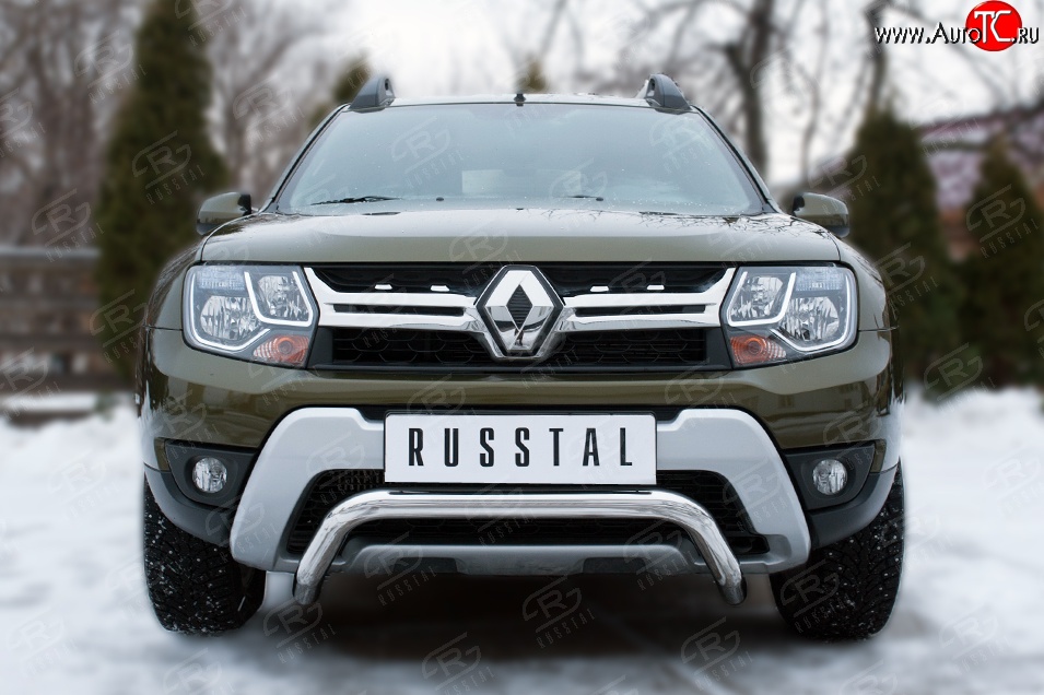 13 349 р. Защита переднего бампера (Ø63 мм волна, нержавейка) SLITKOFF Renault Duster HS рестайлинг (2015-2021)  с доставкой в г. Королёв