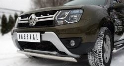 15 299 р. Защита переднего бампера (Ø75х42 мм, нержавейка) SLITKOFF Renault Duster HS рестайлинг (2015-2021)  с доставкой в г. Королёв. Увеличить фотографию 2