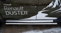 16 299 р. Защита порогов из круглой трубы диаметром 63 мм (рестайлинг) Russtal Renault Duster HS дорестайлинг (2010-2015) (Защита порогов с со скосами на торцах (вариант 1))  с доставкой в г. Королёв. Увеличить фотографию 3