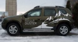 16 299 р. Защита порогов из круглой трубы диаметром 63 мм (рестайлинг) Russtal Renault Duster HS дорестайлинг (2010-2015) (Защита порогов с со скосами на торцах (вариант 1))  с доставкой в г. Королёв. Увеличить фотографию 4