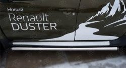 16 299 р. Защита порогов из круглой трубы диаметром 63 мм (рестайлинг) Russtal Renault Duster HS дорестайлинг (2010-2015) (Защита порогов с со скосами на торцах (вариант 1))  с доставкой в г. Королёв. Увеличить фотографию 6