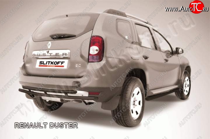 6 999 р. Защита задняя Slitkoff Renault Duster HS дорестайлинг (2010-2015) (Цвет: серебристый)  с доставкой в г. Королёв