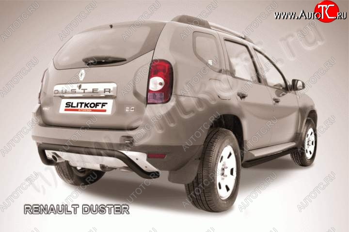 8 949 р. Защита задняя Slitkoff Renault Duster HS дорестайлинг (2010-2015) (Цвет: серебристый)  с доставкой в г. Королёв