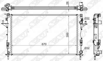 9 549 р. Радиатор двигателя SAT Renault Laguna 2 X74 лифтбэк дорестайлинг (2000-2005)  с доставкой в г. Королёв. Увеличить фотографию 1