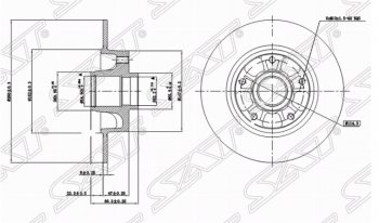 Задний тормозной диск SAT (не вентилируемый, 260мм, без подшипника) Renault Fluence дорестайлинг (2010-2012)