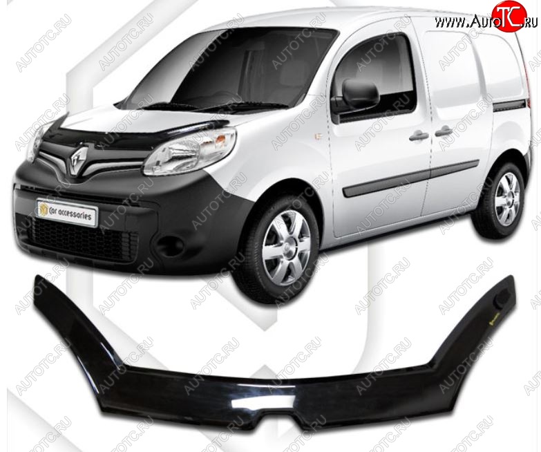 2 599 р. Дефлектор капота CA-Plastiс exclusive  Renault Kangoo  KW0 (2013-2016) рестайлинг (Classic черный, Без надписи)  с доставкой в г. Королёв