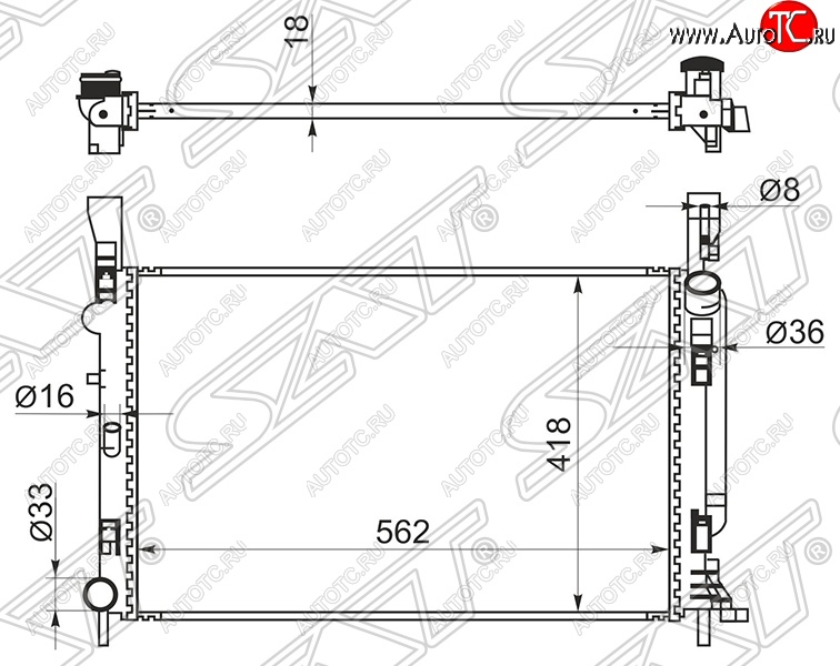 9 349 р. Радиатор двигателя SAT  Renault Kangoo  KW0 (2008-2013) дорестайлинг  с доставкой в г. Королёв