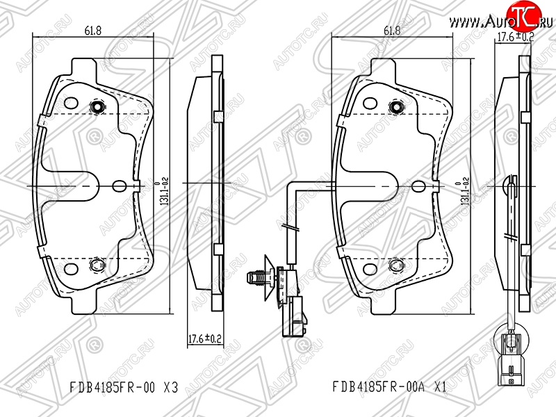 1 399 р. Колодки тормозные SAT (передние)  Renault Kangoo  KW0 (2008-2013) дорестайлинг  с доставкой в г. Королёв