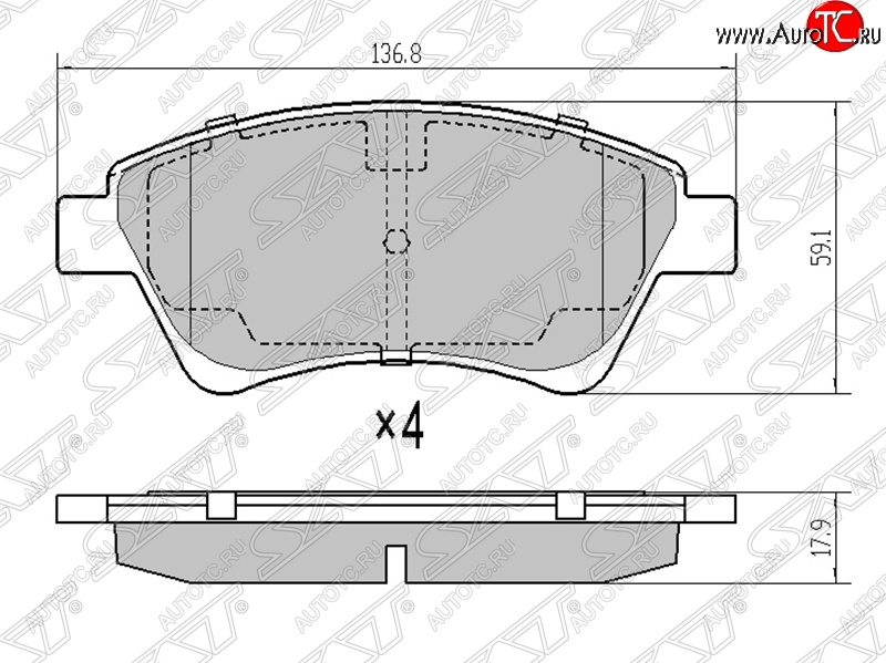 1 229 р. Колодки тормозные SAT (передние)  Renault Megane ( седан,  универсал,  хэтчбэк 5 дв.) - Scenic  2  с доставкой в г. Королёв