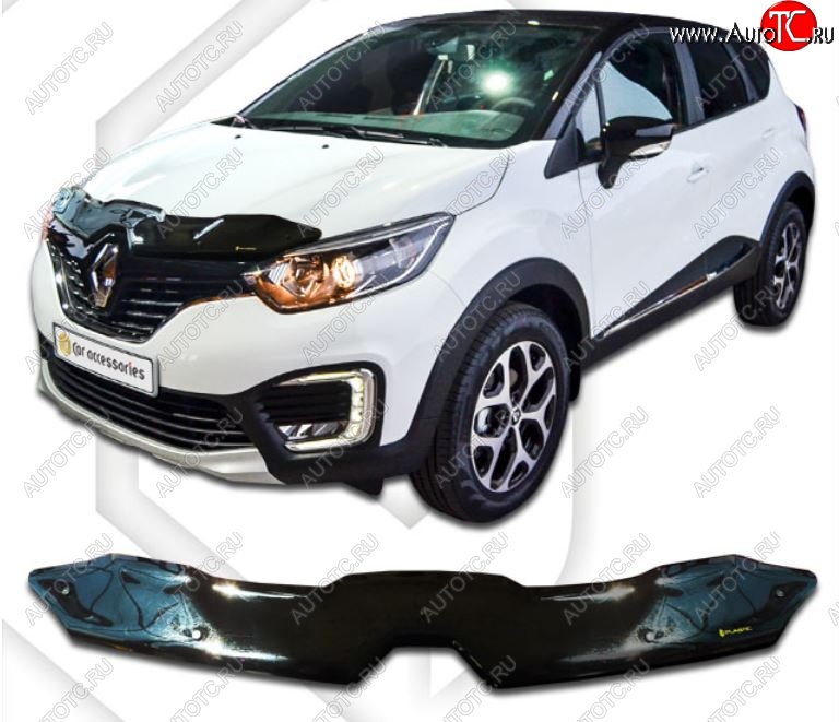 2 099 р. Дефлектор капота CA-Plastiс  Renault Kaptur (2016-2025) дорестайлинг, рестайлинг (Classic черный, Без надписи)  с доставкой в г. Королёв