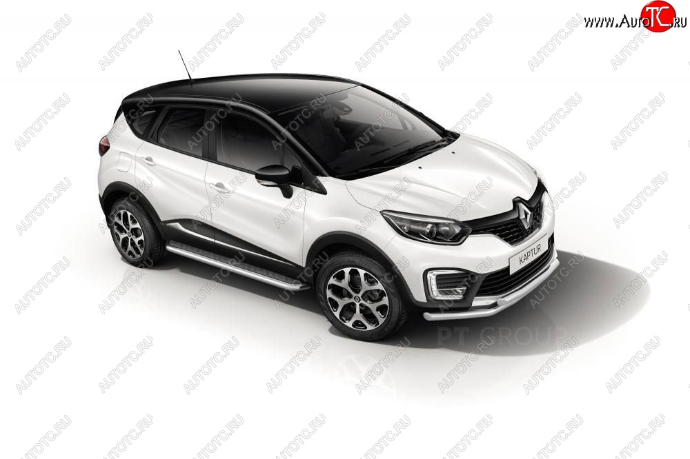 25 999 р. Порожки для ног из трубы Ø51 с алюминиевой площадкой Petroil Tuning Renault Kaptur дорестайлинг (2016-2020) (Нержавеющая полированная сталь)  с доставкой в г. Королёв