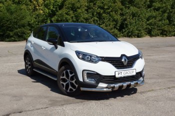 25 999 р. Порожки для ног из трубы Ø51 с алюминиевой площадкой Petroil Tuning Renault Kaptur дорестайлинг (2016-2020) (Нержавеющая полированная сталь)  с доставкой в г. Королёв. Увеличить фотографию 2