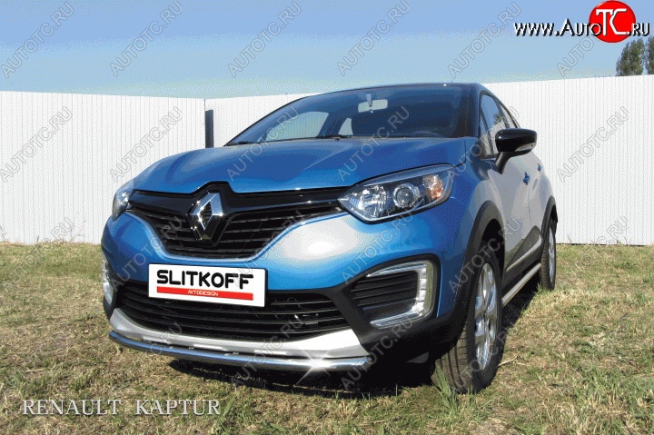 10 849 р. Одинарная защита переднего бампера диаметром 42 мм Slitkoff  Renault Kaptur (2016-2020) дорестайлинг (Для автомобиля 2WD)  с доставкой в г. Королёв