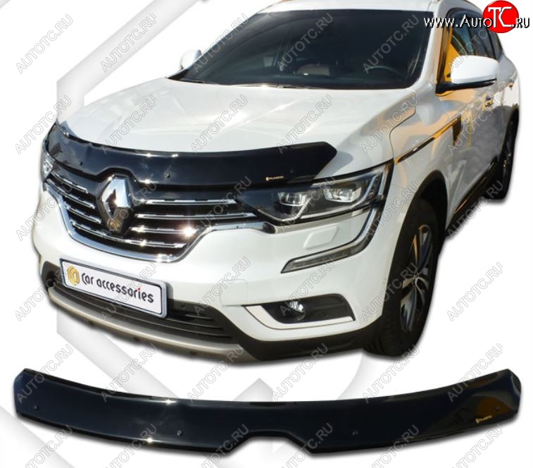 2 189 р. Дефлектор капота CA-Plastic  Renault Koleos  2 (2016-2025) (Classic черный, Без надписи)  с доставкой в г. Королёв