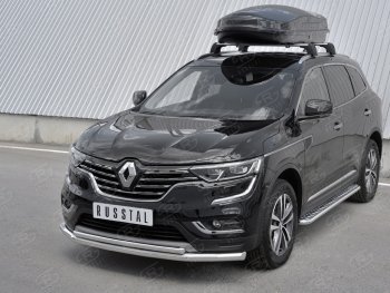 23 999 р. Защита переднего бампера (2 трубы Ø63 и 42 мм, нержавейка) SLITKOFF  Renault Koleos  2 (2016-2024)  с доставкой в г. Королёв. Увеличить фотографию 2