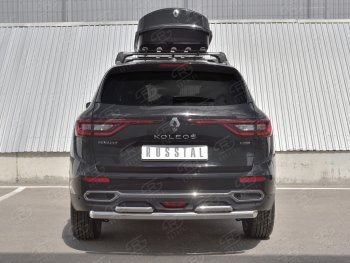 Защита заднего бампера (2 трубы Ø63 и 42 мм, нержавейка) SLITKOFF Renault Koleos 2 (2016-2025)