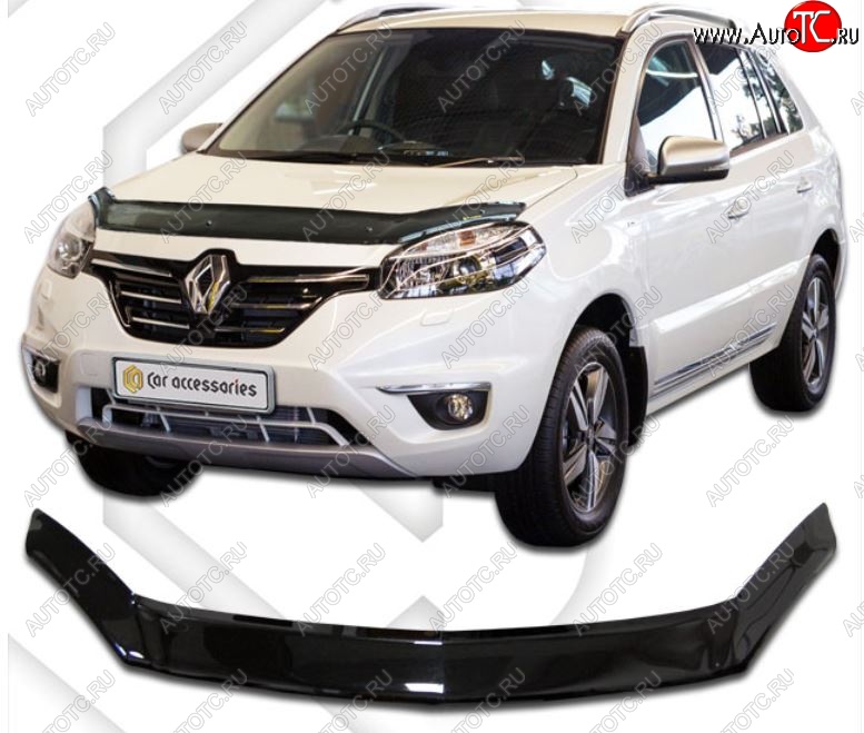 2 099 р. Дефлектор капота CA-Plastiс  Renault Koleos  1 (2013-2016) Phase 3 (Classic черный, Без надписи)  с доставкой в г. Королёв