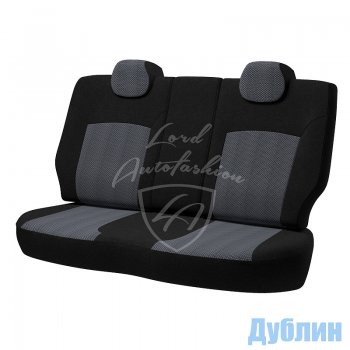 6 399 р. Чехлы для сидений Lord Autofashion Дублин (жаккард, 3 Г-образных подгол-ка) Renault Logan 2 дорестайлинг (2014-2018) (Черный, вставка Ёж Белый)  с доставкой в г. Королёв. Увеличить фотографию 2