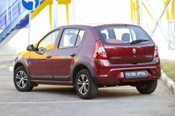 2 299 р. Накладки на колёсную арку RA (задняя правая)  Renault Sandero Stepway  (BS) (2010-2014) (Поверхность шагрень)  с доставкой в г. Королёв. Увеличить фотографию 3