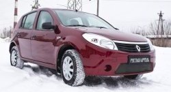 1 099 р. Зимняя заглушка решетки переднего бампера РА Renault Sandero (BS) (2009-2014)  с доставкой в г. Королёв. Увеличить фотографию 2