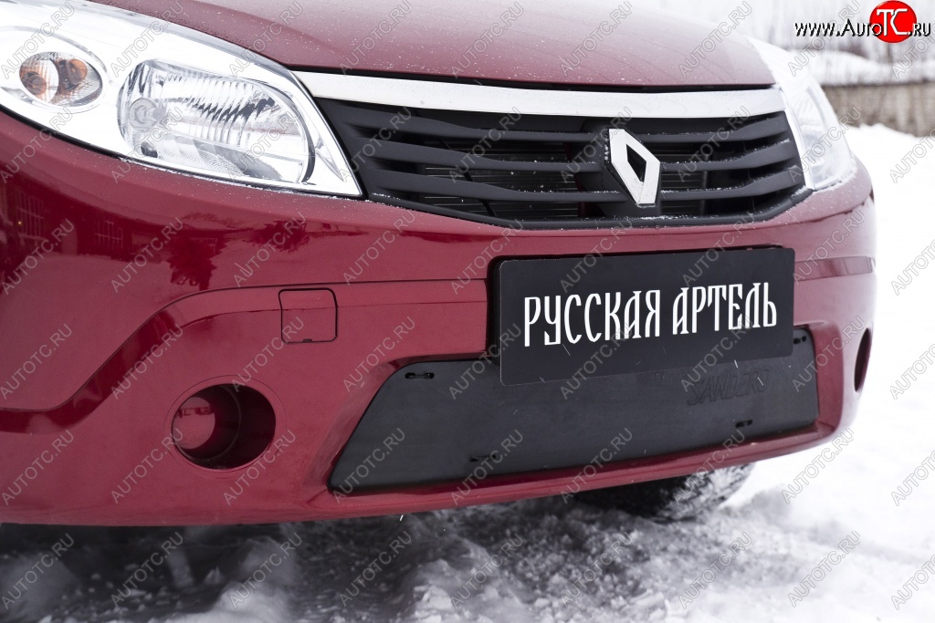 1 099 р. Зимняя заглушка решетки переднего бампера РА Renault Sandero (BS) (2009-2014)  с доставкой в г. Королёв