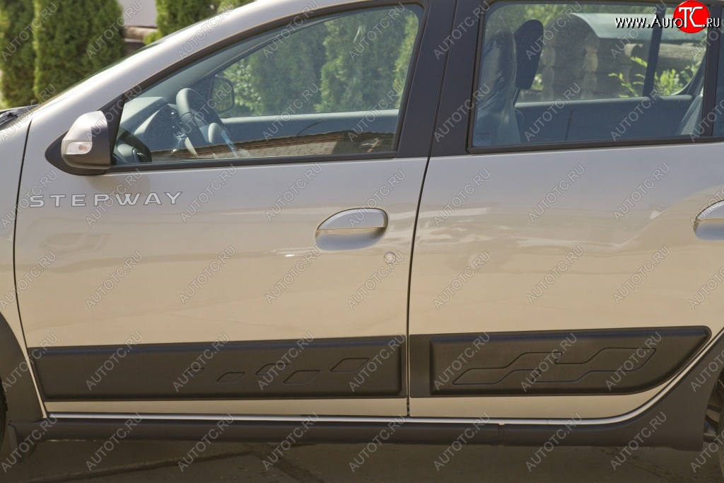 4 699 р. Молдинги дверей RA (комплект)  Renault Sandero  (B8) - Sandero Stepway  (B8) (Поверхность глянец (под окраску), Неокрашенные)  с доставкой в г. Королёв