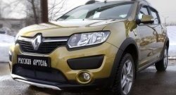 2 079 р. Защитная сетка решетки переднего бампера РА Renault Sandero Stepway (B8) дорестайлинг (2014-2018)  с доставкой в г. Королёв. Увеличить фотографию 2