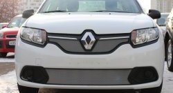 Нижняя сетка на бампер Stepway Russtal (хром) Renault (Рено) Sandero (Сандеро)  (B8) (2014-2018) (B8) дорестайлинг