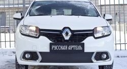 1 129 р. Зимняя заглушка решетки переднего бампера РА Renault Sandero (B8) дорестайлинг (2014-2018)  с доставкой в г. Королёв. Увеличить фотографию 2