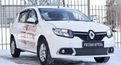 1 129 р. Зимняя заглушка решетки переднего бампера РА Renault Sandero (B8) дорестайлинг (2014-2018)  с доставкой в г. Королёв. Увеличить фотографию 3