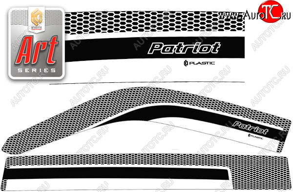 2 299 р. Ветровики дверей CA-Plastic  Уаз Патриот  3163 5 дв. (2005-2013) дорестайлинг (Серия Art черная, без хром. молдинга)  с доставкой в г. Королёв