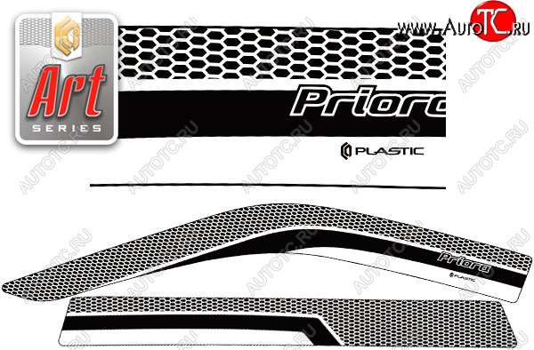 2 159 р. Ветровики дверей CA-Plsastic  Лада Приора  2171 (2013-2015) универсал рестайлинг (Серия Art черная, без хром. молдинга)  с доставкой в г. Королёв