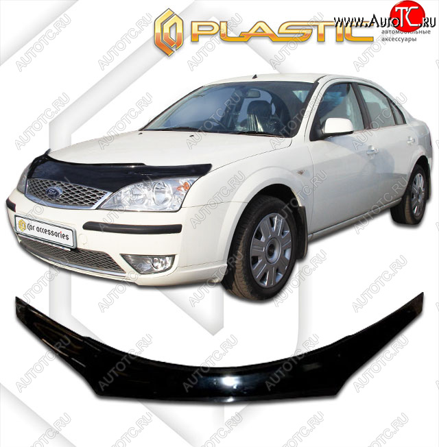 2 199 р. Дефлектор капота (exclusive) CA-Plastic  Ford Mondeo (2000-2007) Mk3,B4Y дорестайлинг, седан, Mk3,B4Y рестайлинг, седан (Classic чёрный, Без надписи)  с доставкой в г. Королёв