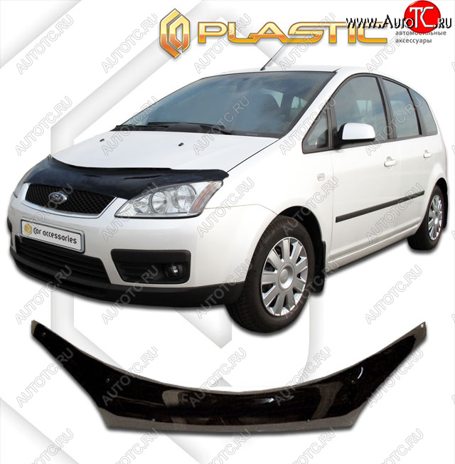 2 369 р. Дефлектор капота (exclusive) CA-Plastic  Ford C-max  Mk1 (2003-2007) доресталинг (Classic чёрный, Без надписи)  с доставкой в г. Королёв