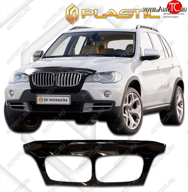 2 599 р. Дефлектор капота (exclusive) CA-Plastic  BMW X5  E70 (2006-2013) дорестайлинг, рестайлинг (Classic чёрный, Без надписи)  с доставкой в г. Королёв