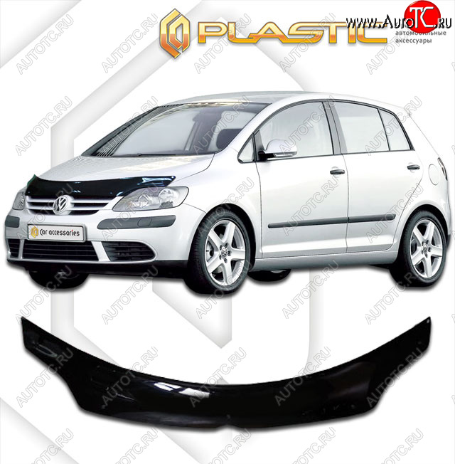 2 199 р. Дефлектор капота (exclusive) CA-Plastic  Volkswagen Golf Plus  5 (2004-2009) (Classic чёрный, Без надписи)  с доставкой в г. Королёв