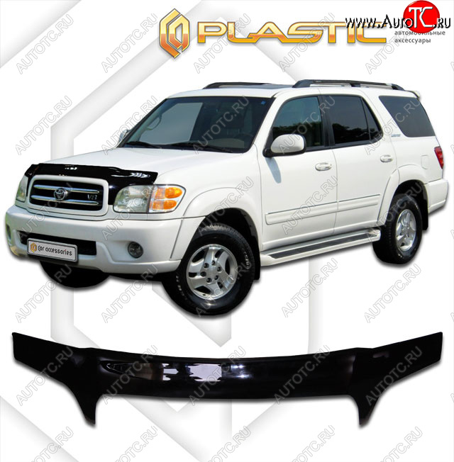 2 599 р. Дефлектор капота (exclusive) CA-Plastic  Toyota Sequoia (2000-2004) XK30, XK40 дорестайлинг (Classic чёрный, Без надписи)  с доставкой в г. Королёв