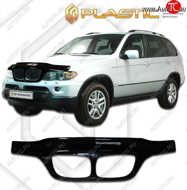 2 899 р. Дефлектор капота (exclusive) CA-Plastic  BMW X5  E53 (2003-2006) рестайлинг (Classic чёрный, Без надписи)  с доставкой в г. Королёв