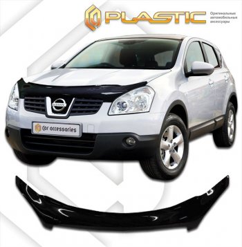 2 369 р. Дефлектор капота (exclusive) CA-Plastic  Nissan Dualis (2007-2014) J10 дорестайлинг, J10 1-ый рестайлинг, J10 2-ой рестайлинг (серия Classic черный, Без надписи)  с доставкой в г. Королёв. Увеличить фотографию 2