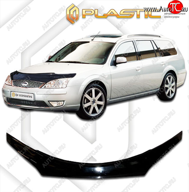 2 199 р. Дефлектор капота (exclusive) CA-Plastic  Ford Mondeo (2000-2007) Mk3,BWY дорестайлинг, универсал, Mk3,BWY рестайлинг, универсал (Classic чёрный, Без надписи)  с доставкой в г. Королёв