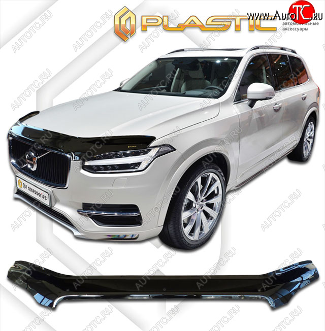 2 999 р. Дефлектор капота (exclusive) CA-Plastic  Volvo XC90  L (2015-2025) дорестайлинг, рестайлинг (Classic чёрный, Без надписи)  с доставкой в г. Королёв