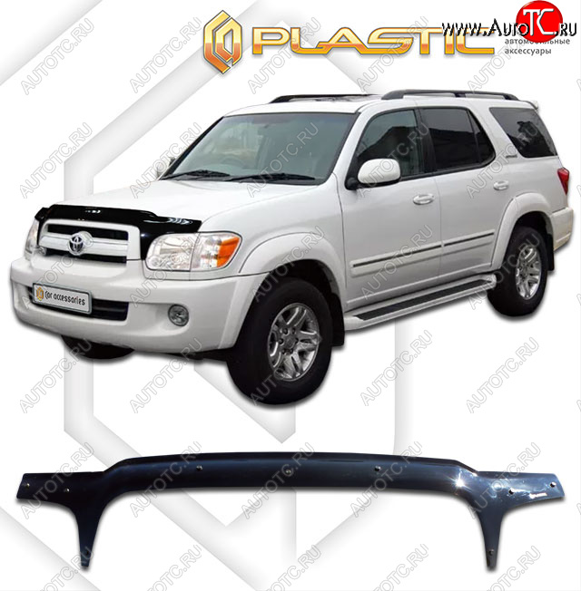 2 369 р. Дефлектор капота (exclusive) CA-Plastic  Toyota Sequoia (2004-2007) XK30, XK40 рестайлинг (Classic чёрный, Без надписи)  с доставкой в г. Королёв