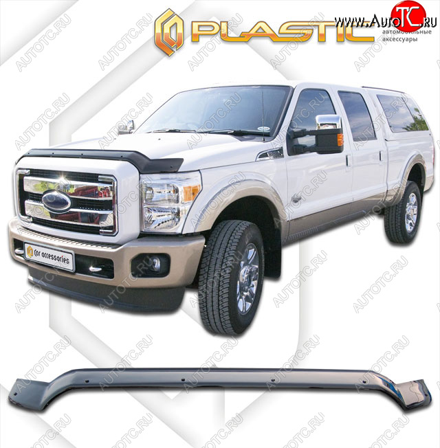 2 899 р. Дефлектор капота (exclusive) CA-Plastic  Ford F350  P473 PickUp CrewCab (2010-2016) (Classic чёрный, Без надписи)  с доставкой в г. Королёв