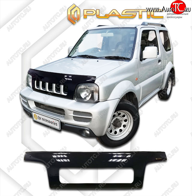 2 369 р. Дефлектор капота (exclusive) CA-Plastic  Suzuki Jimny  JB23/JB43 (1998-2012) дорестайлинг, 1-ый рестайлинг (Classic чёрный, Без надписи)  с доставкой в г. Королёв