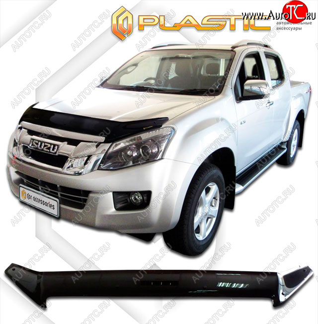 2 199 р. Дефлектор капота (exclusive) CA-Plastic  Isuzu D-Max ( RT85 ExtendedCab,  RT85,TFR ExtendedCab) (2011-2021) дорестайлинг, рестайлинг (Classic чёрный, Без надписи)  с доставкой в г. Королёв